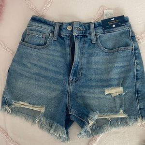 Blue ultra high rise denim mom shorts 3 inch.